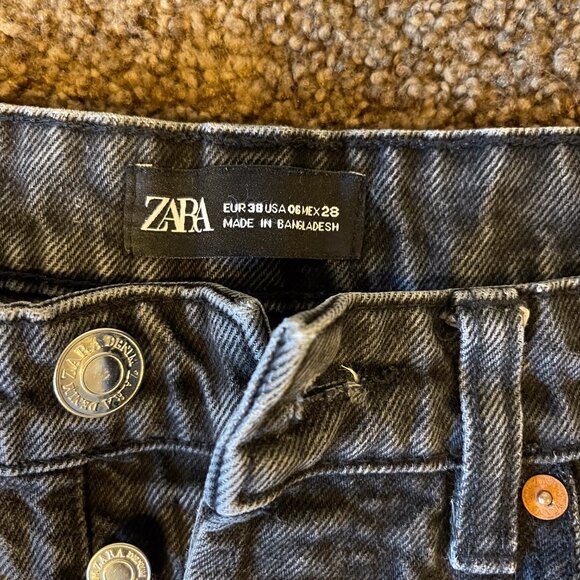 Zara Jeans Button Fly Size 6 Black - Picture 2 of 3